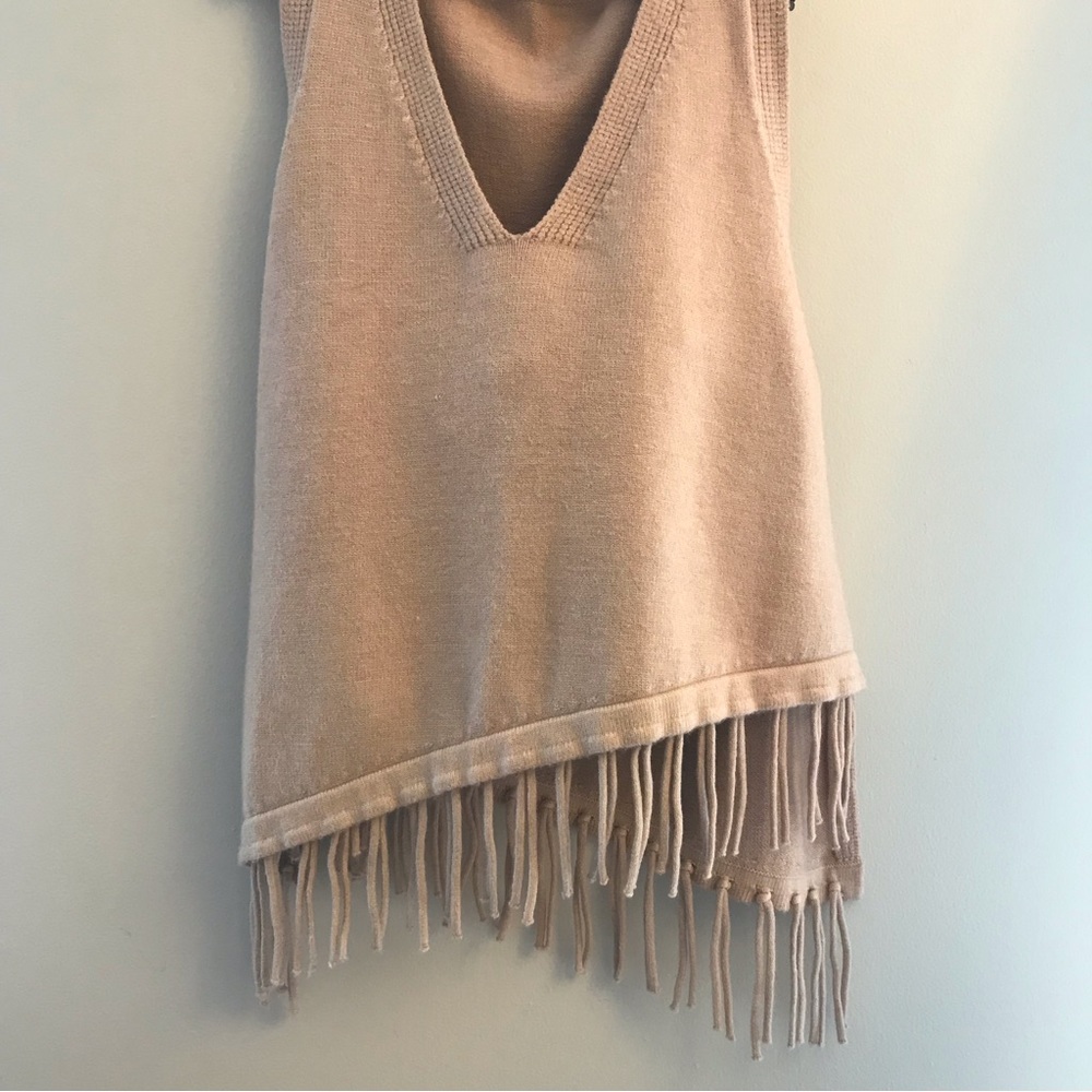 FRINGE KNIT VEST, super soft knit, size S/M, light pink/blush